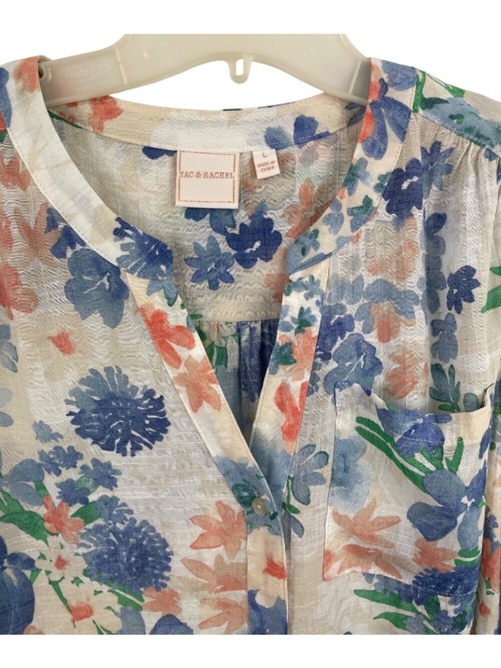 Zac & Rachel Floral Sleeveless Blouse With Front Tie Detail Size L - Picture 3 of 9
